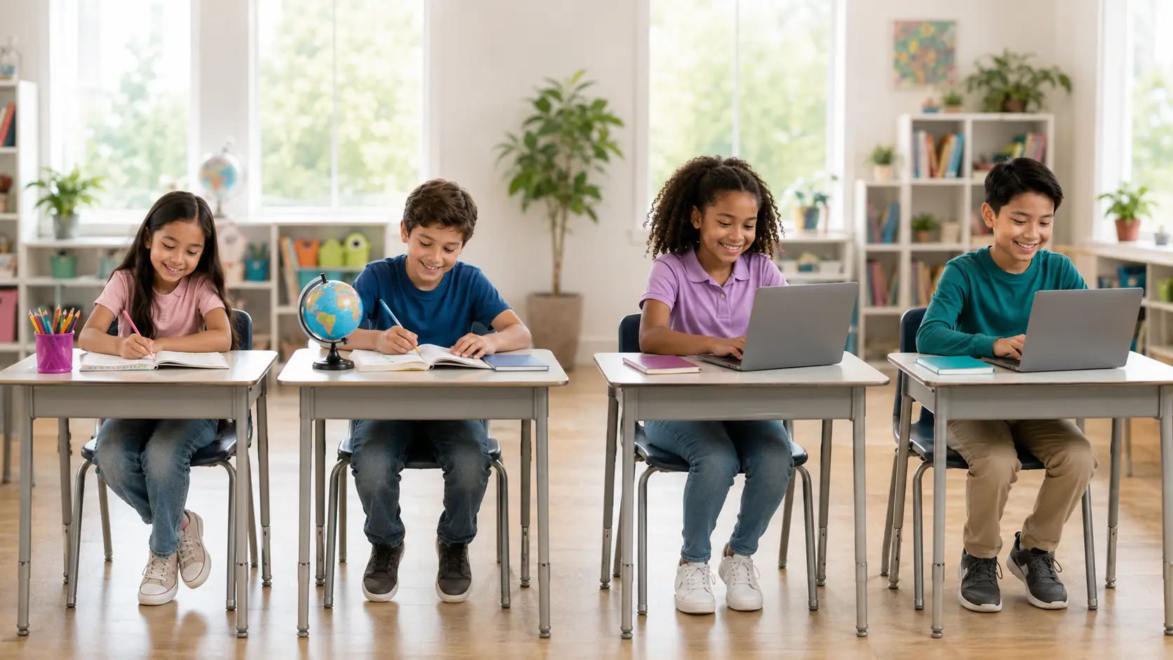 1.º y 2.º Grado student learning in a classroom